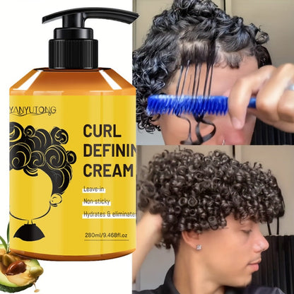 Curl Defining Cream with Argan Oil 280ml - Anti Frizz Moisturizing Long Lasting Hold Non-Greasy Hair Styling Cream for Wavy Curly Straight Hair Women Men Salon Quality Hairstyle