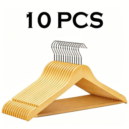 Premium Wooden Hangers with 360° Rotatable Hook & Shoulder Grooves | Slim Durable Wood Coat Suit Hangers | 10 20 30 Pack Closet Organizer in Natural & Champagne