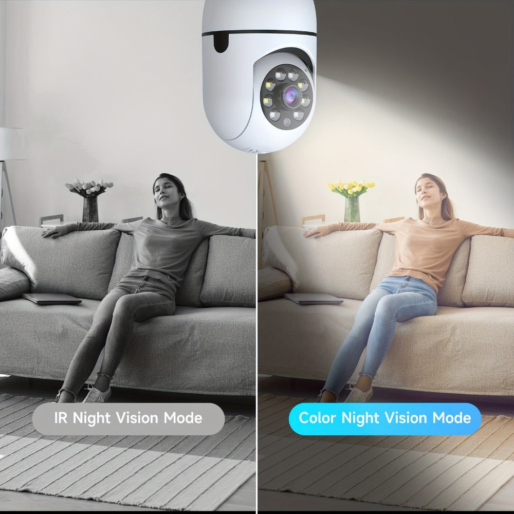 Indoor Security Camera with 355° Pan-Tilt, Color Night Vision, Two-Way Audio and Pack Options