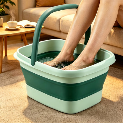 Collapsible Foot Bath Basin with Carry Handle, Raised Footbed Texture and Green, Pink or Yellow Checkout Options