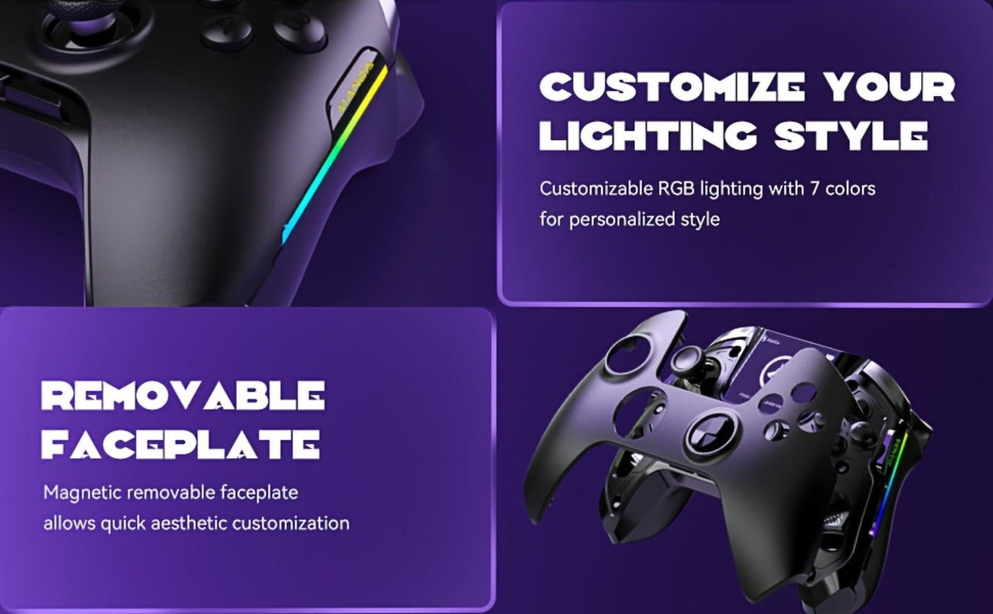 Hall Effect Wireless Gaming Controller V2 Black – Interactive Screen, RGB Lighting, Remappable Buttons, 1800mAh Battery with Charging Dock, No Drift for PC Switch iOS Android Steam Deck – Not Compatible with PS or Xbox