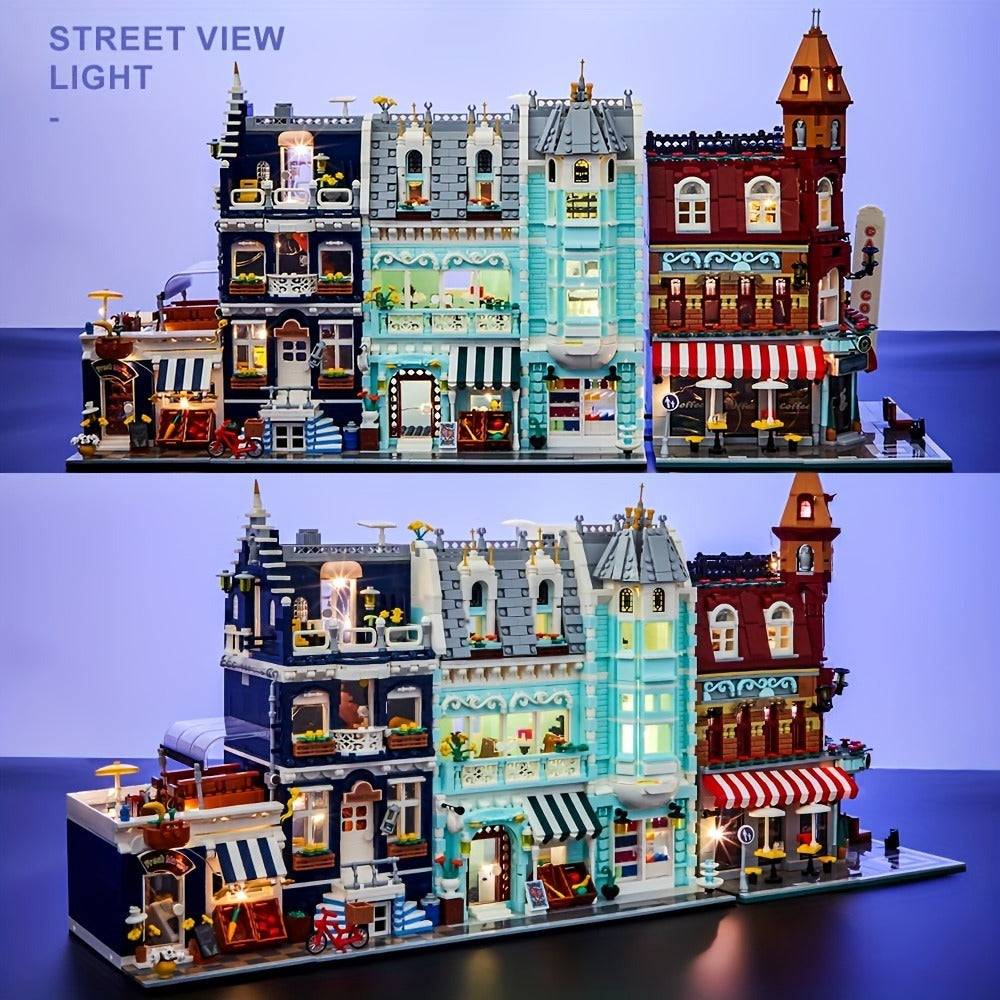 Modular European City Building Block Model Kit with Grocery Store or Market Street Checkout Options