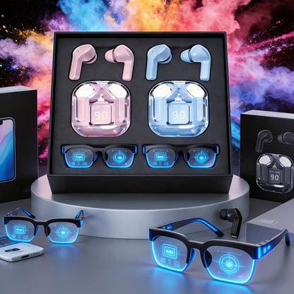 Smart Glasses HiFi Audio Sunglasses with Real-Time Translation, Bluetooth Calls and Five Glasses or Headphone Bundle Options