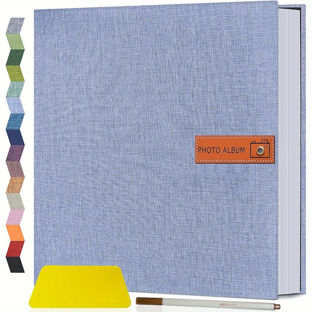 Self-Adhesive Linen Photo Album with 40- or 60-Page Options, Two Cover Sizes, Metal Pen and 12 Colors