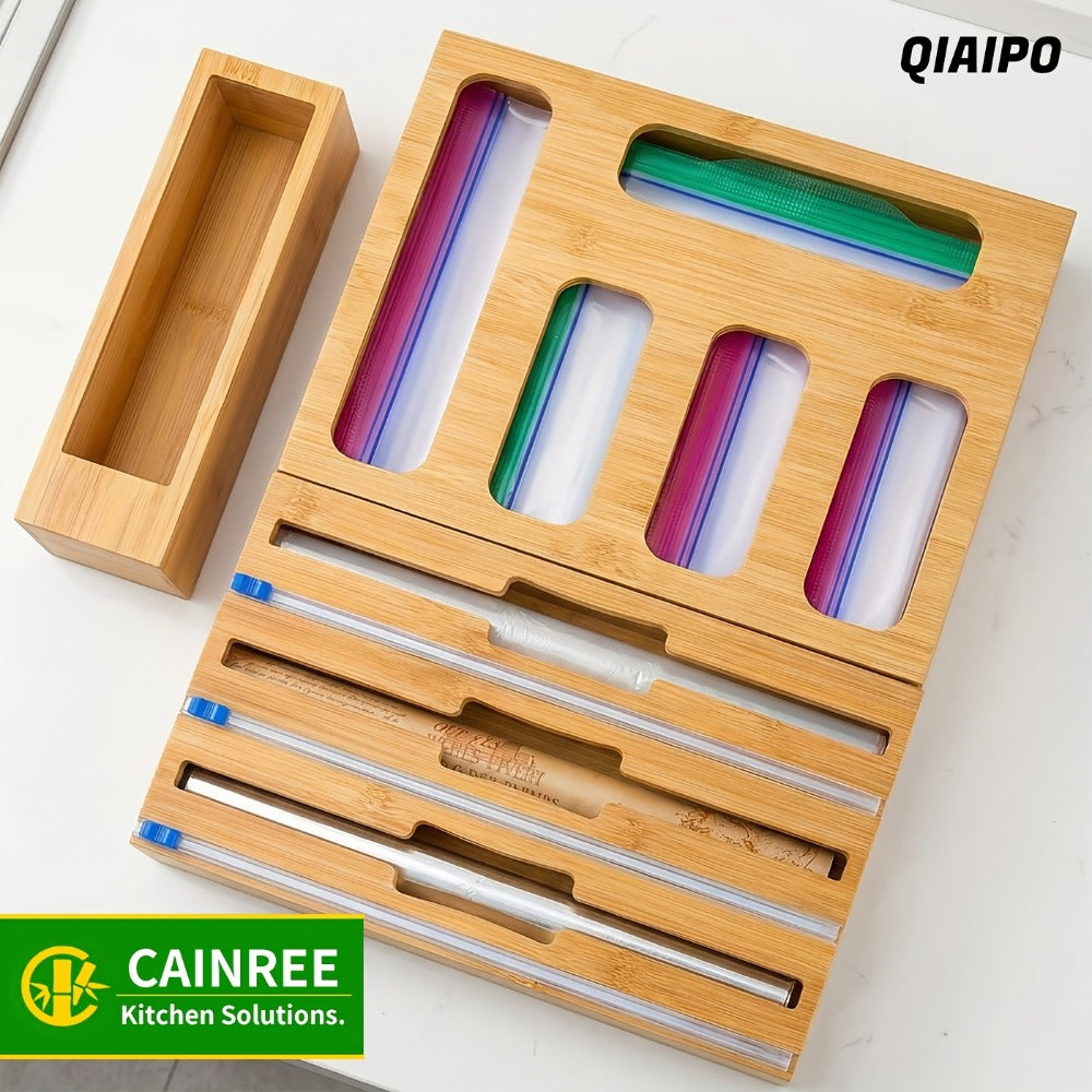 Bag Organizer Box 9-in-1 Kitchen Wrap & Foil Drawer Organizer, Compatible with Gallon Quart Sandwich Snack Bags