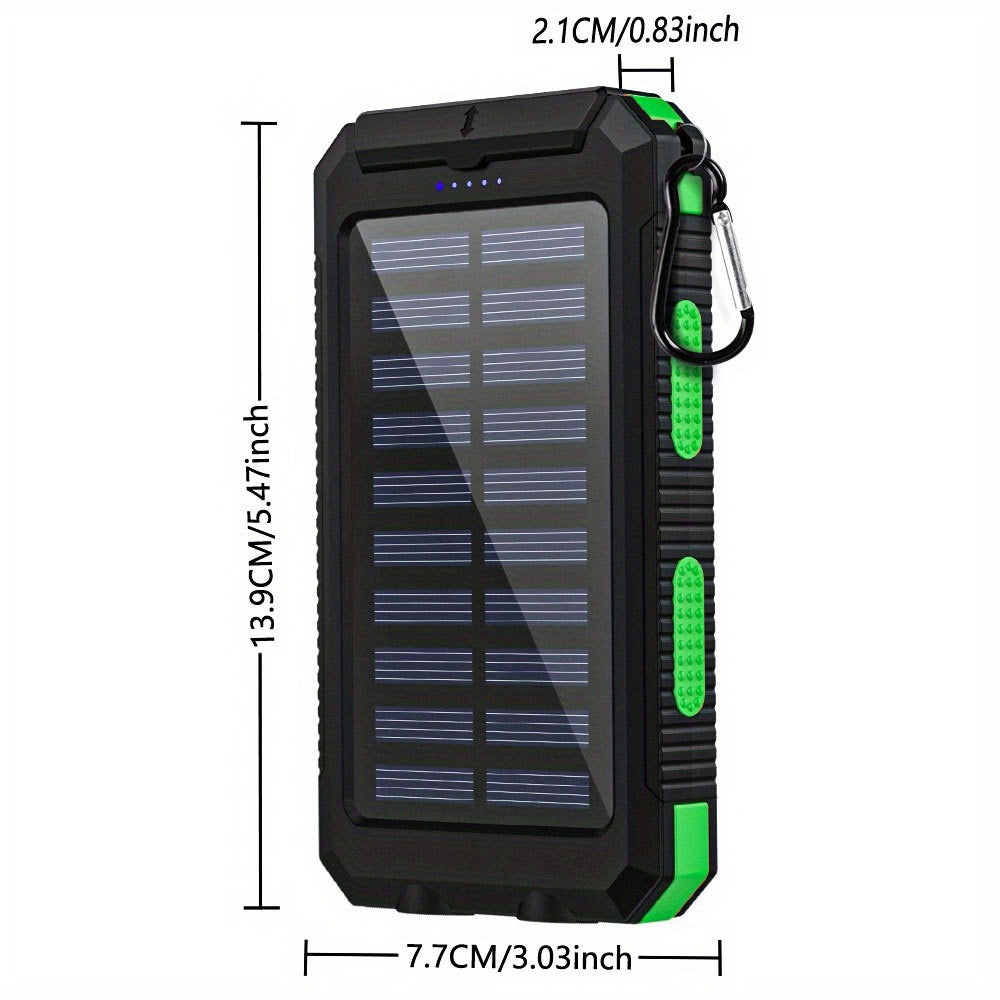 Solar Power Bank, 45800mAh QC3.0 Dual-USB Charger with Solar Panel, LED Flashlight and Five Color Options