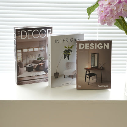 Three-Piece Nordic Faux Book Decor Set with Interiors, Design and Decor Covers for Shelf Styling