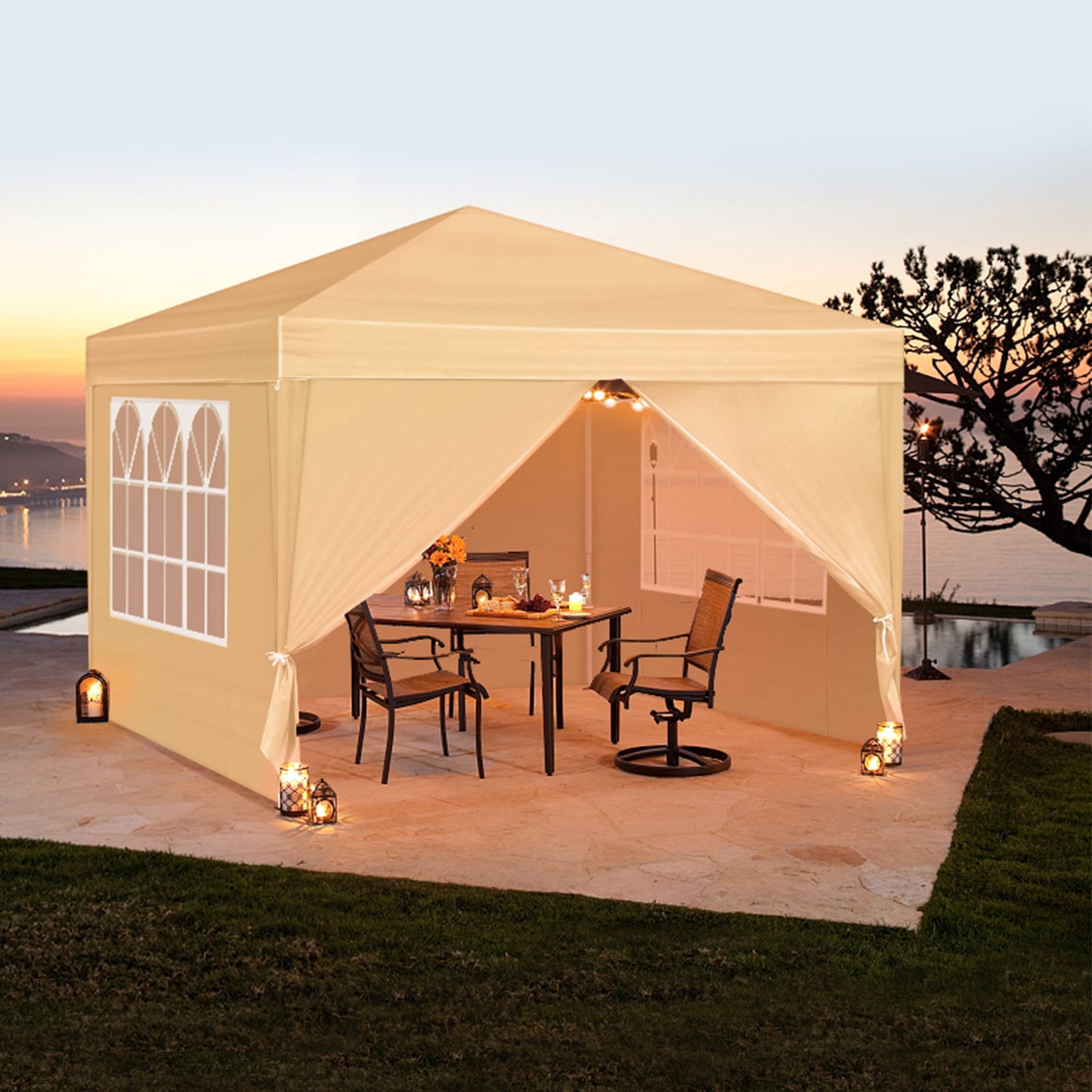Instant Canopy 10x10 FT Oxford Fabric UPF50+ Sidewalls Commercial