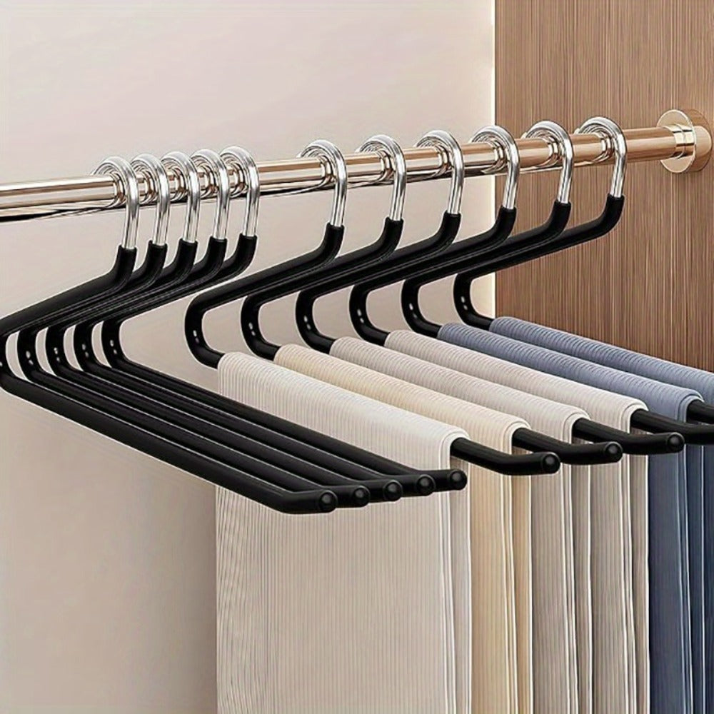 Open-Leg Pants Hangers in Black or White with 10-, 20-, 30- or 50-Piece Checkout Packs for Closets