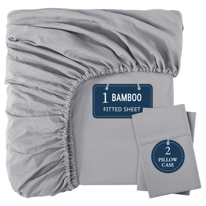 Three-Piece Fitted Sheet Set in Twelve Colors with Exact Twin, Full, Queen and King Size Options