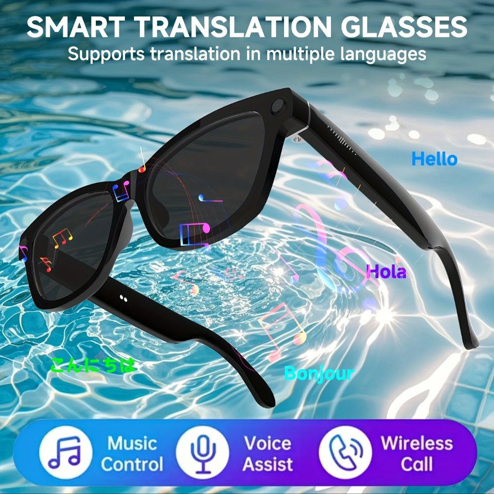 AI Smart Glasses with 4K Camera & Real-Time Translation – Object Recognition Open-Ear Dual Speaker | Touch Control | Ultra-Light Frame | 8hrs Battery USB-C | Hands-Free Travel Work Outdoor | Tech Gift