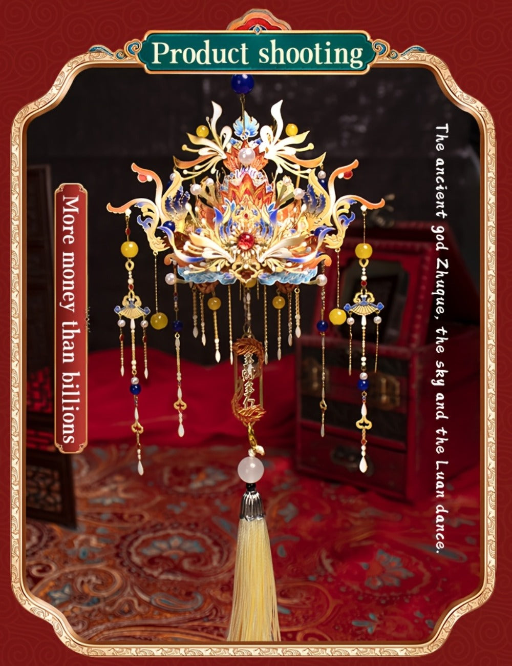 3D Metal Phoenix Crown Model Kit with Qingluan Ornament or Wutong Tree Display Bracket Checkout Options