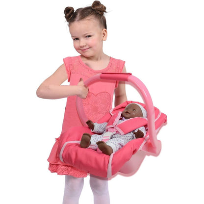Pink Unicorn Doll Carrier for 18-Inch Dolls with Soft-Sided Body, Carry Handle and Front Restraint Strap