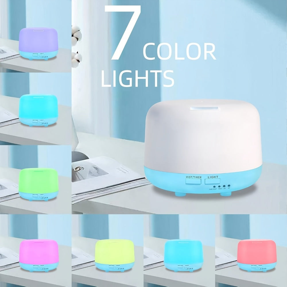 Ultrasonic Essential Oil Diffuser with Remote Control, Seven-Color Light and 300 ml or 500 ml Capacity
