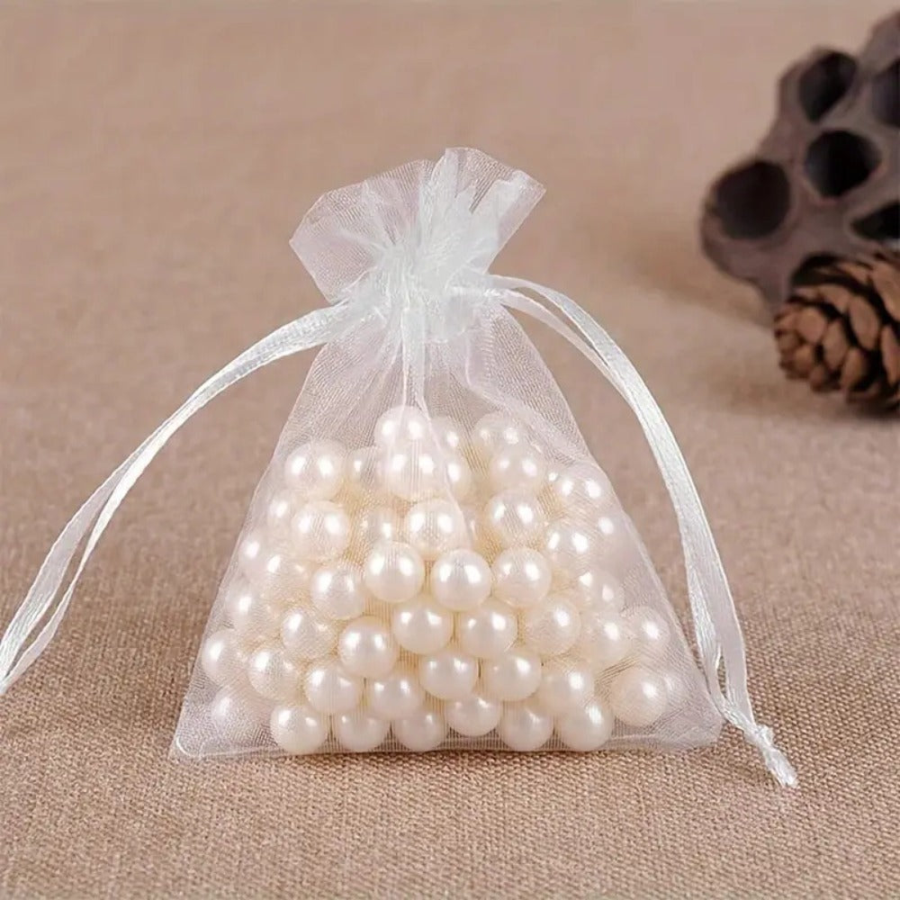 Organza Drawstring Gift Bags, 200-Piece Mixed-Color Set in 2.76 x 3.54 or 3.94 x 5.90 Inch Sizes for Favors and Jewelry