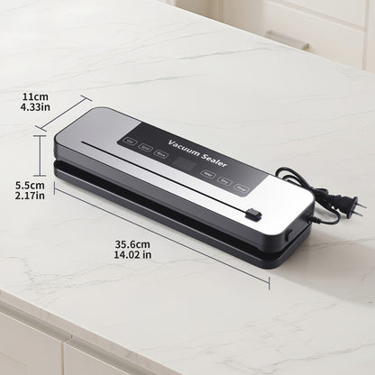 Countertop Vacuum Food Sealer with 65kPa Marking, Integrated Bag Cutter, Hose Port and 10 Bags