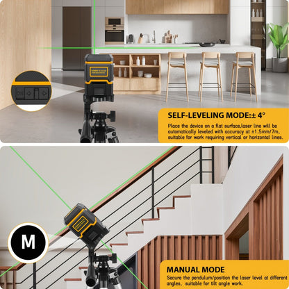Yellow-and-Black Cross-Line Laser Level Set with Silver Tripod and Single Style Checkout Pictured