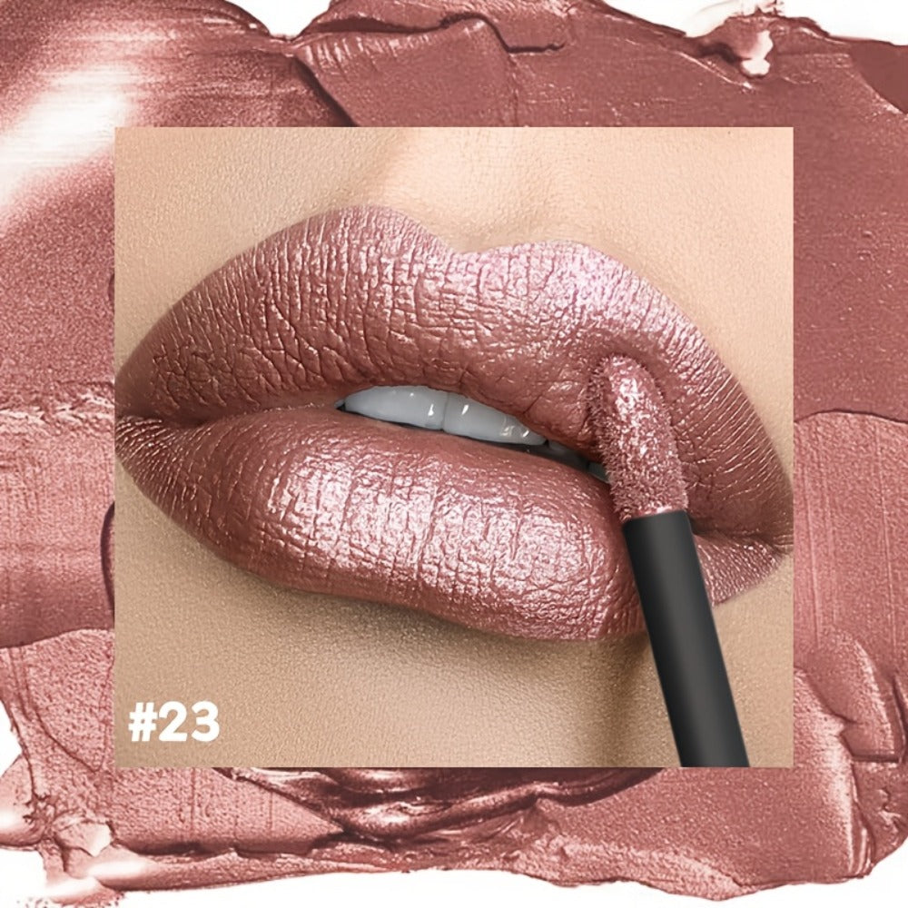 Metallic Shimmer Lip Gloss with Wand Applicator and Eleven Numbered Shade Options from 13 to 24