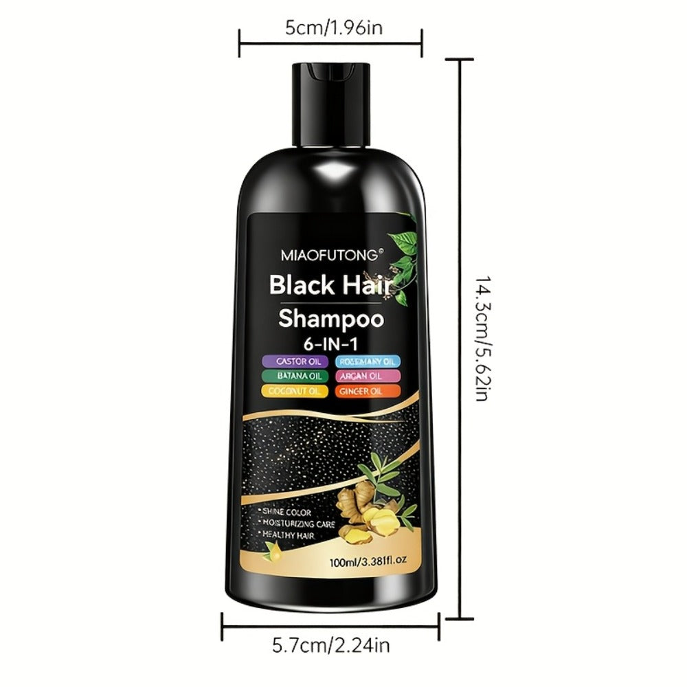 Hair Color Shampoo, MIAOFUTONG 6-in-1 100ml Black Color Bottle with a Single-Bottle Option