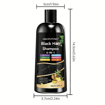 Hair Color Shampoo, MIAOFUTONG 6-in-1 100ml Black Color Bottle with a Single-Bottle Option