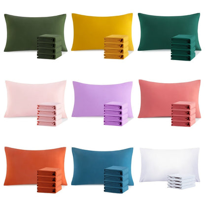 Four-Pack Queen Pillowcase Set in 32 Solid Colors with 20 x 30-Inch Size and Envelope Closure