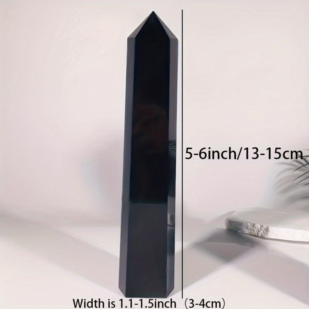 Black Hexagonal Crystal Tower Decor with 0.55-1.1 lb Weight Range for Shelf, Desk or Office Display