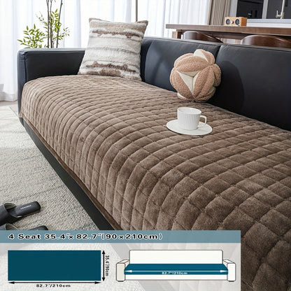 Plush Sofa Cushion Cover in Coffee, Gray or White with Two-, Three- and Four-Seat Size Options