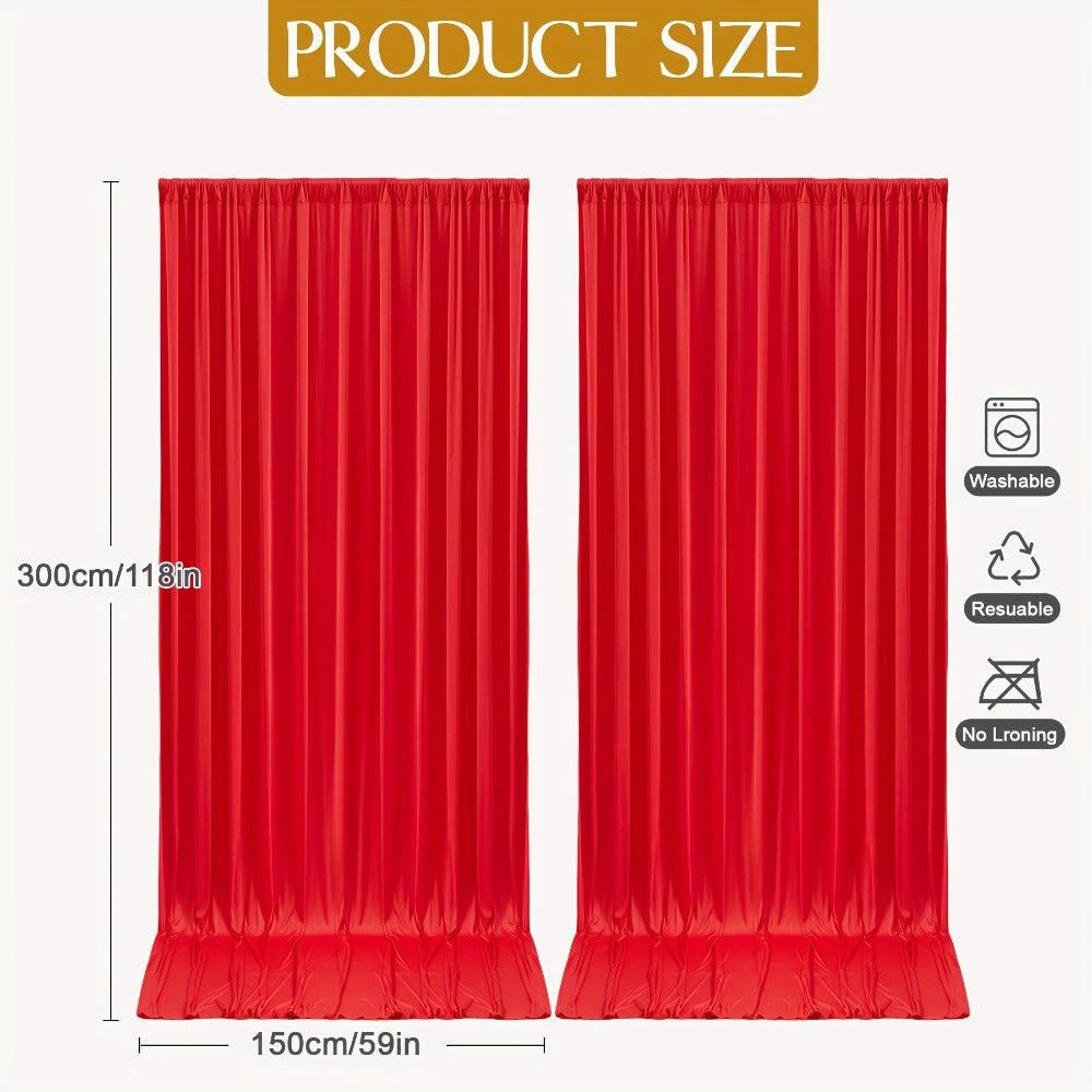 Two-Piece Photography Backdrop Curtain Set, 59 x 118 Inches per Panel, with Rod Pockets and Color Options