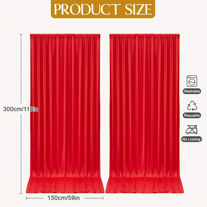Two-Piece Photography Backdrop Curtain Set, 59 x 118 Inches per Panel, with Rod Pockets and Color Options