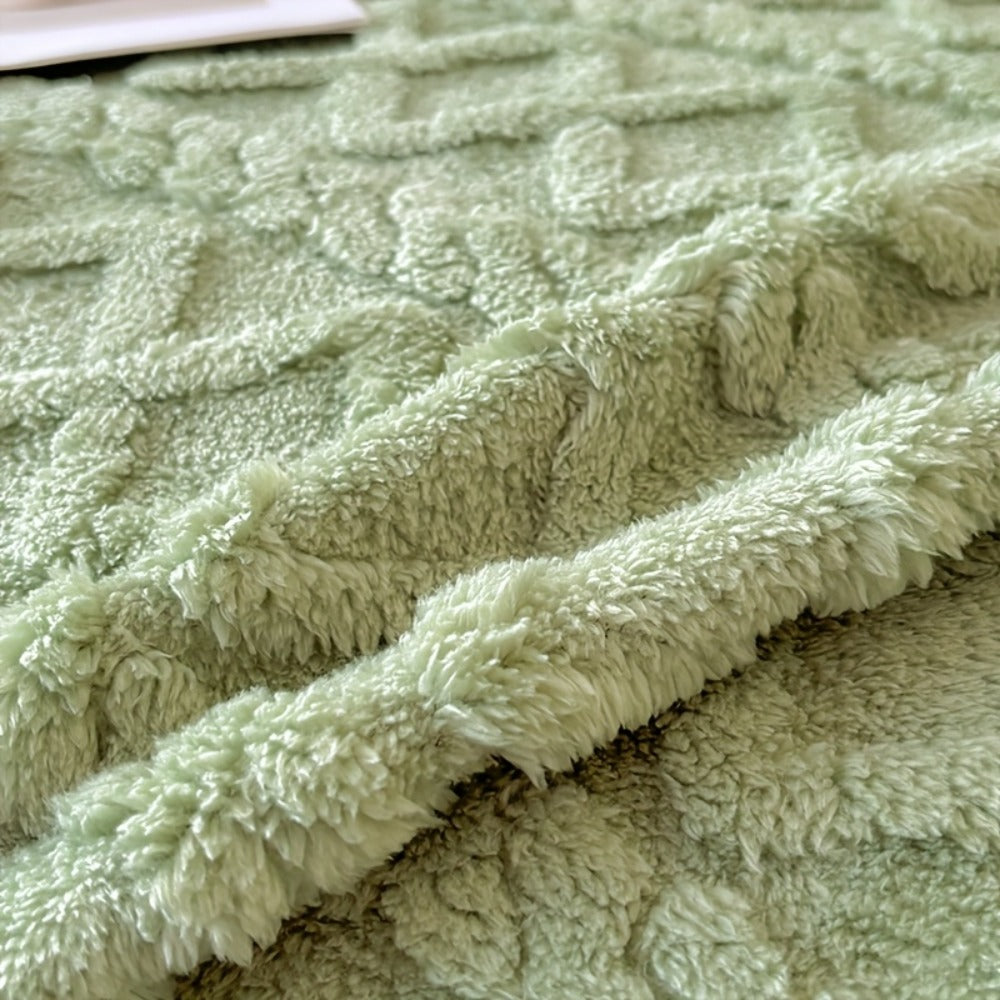 Sofa Cover 300 GSM Shu Velveteen Jacquard Throw in Three Sizes and Five Solid Colors for Armchair to Sectional