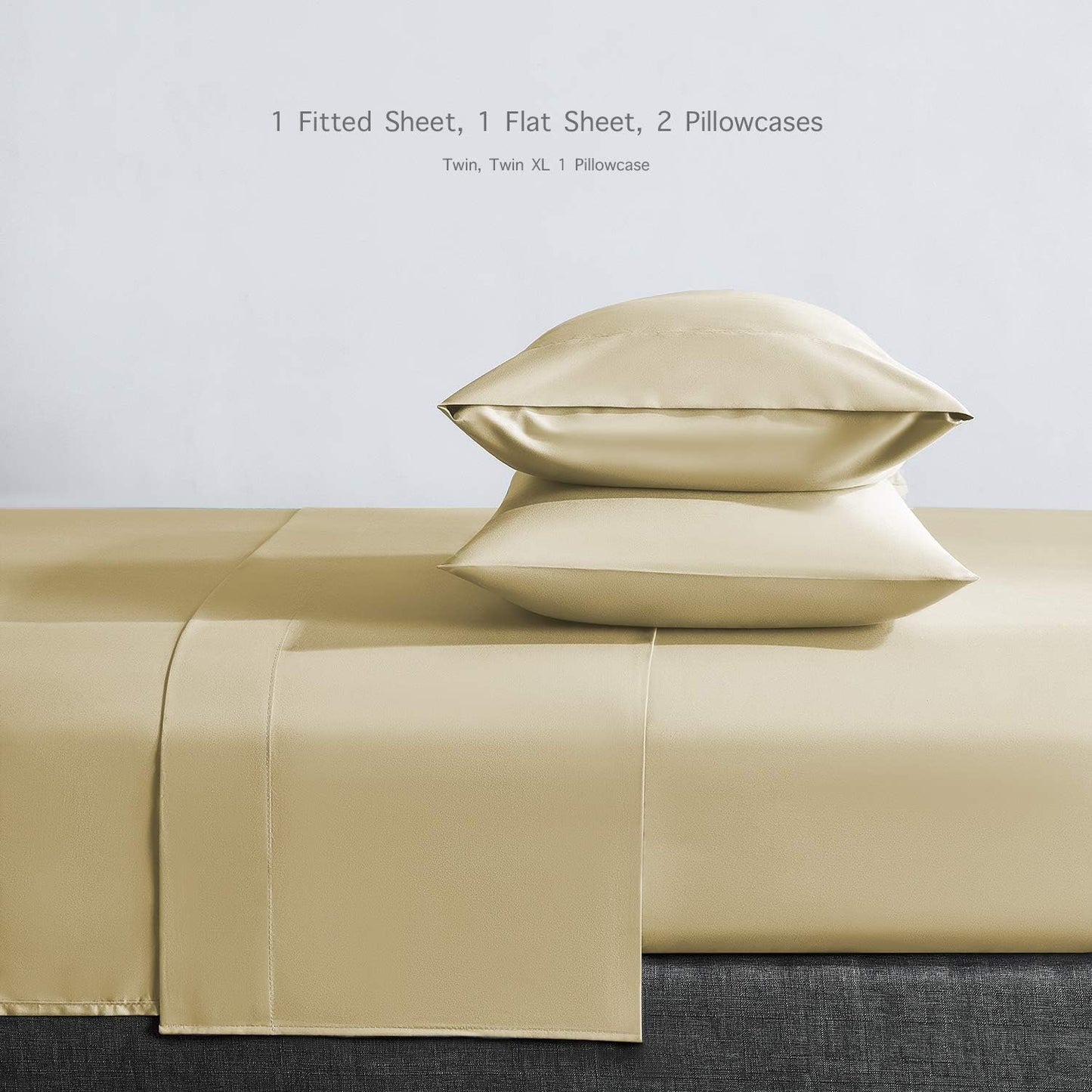 Four-Piece Twin Microfiber Sheet Set with Fitted and Flat Sheets, Two Pillowcases and Six Colors