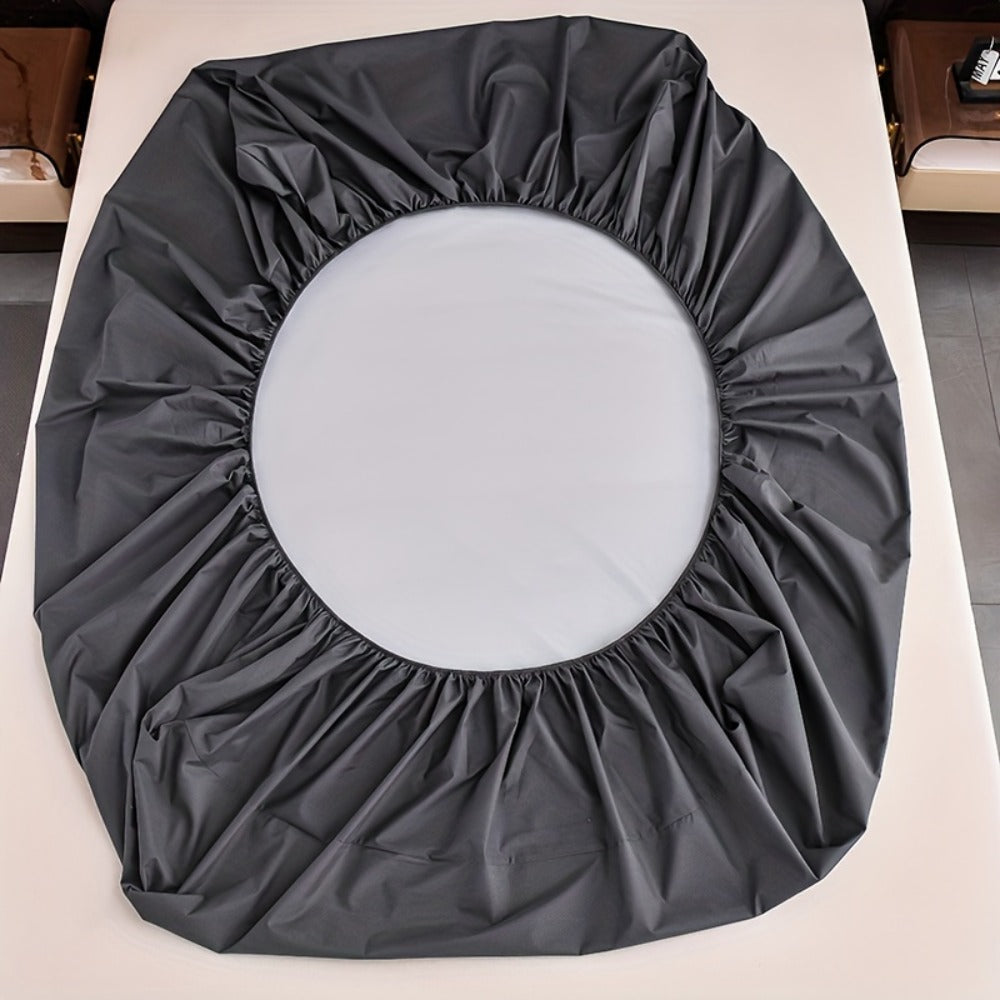 Waterproof Solid-Color Fitted Sheet with 11.8-Inch Pocket, Six Colors and Twin to King Sizes