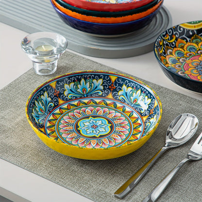 Bohemian Pasta Bowls Set of 6 | 32 Oz Porcelain, Floral Pattern, Microwave & Dishwasher Safe – VANCASSO