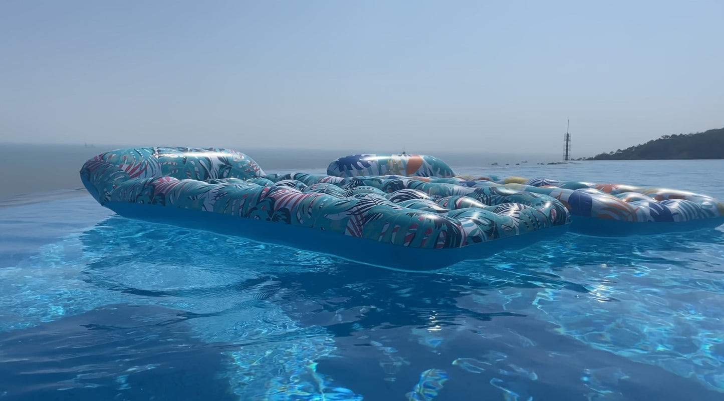 Inflatable Sun Tanning Pool Float Set with 200 x 95cm Mats, Mixed 2-Pack with Cup Holder or Regular 4-Pack