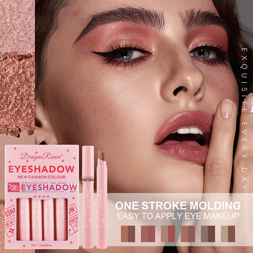 Dual-Color Eyeshadow Stick Set 6pcs Waterproof Two-Tone Eye Shadow Pencil – Smudge-Proof, Non-Fading, Blendable Shimmer & Matte Eye Makeup Kit for Women Beginners, Holiday Gift
