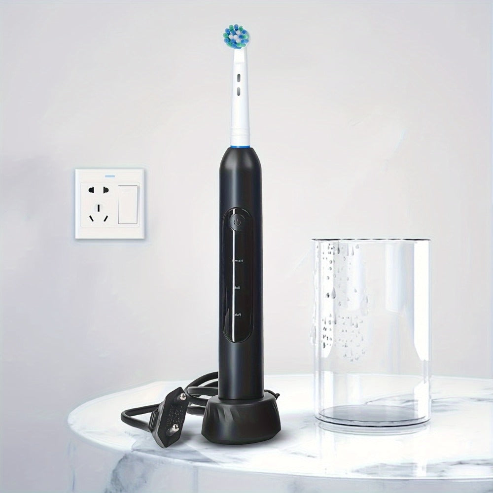 Electric Toothbrush with Eight Round Brush Heads, Three Modes, Induction Charging, IPX7 Rating and Travel Case
