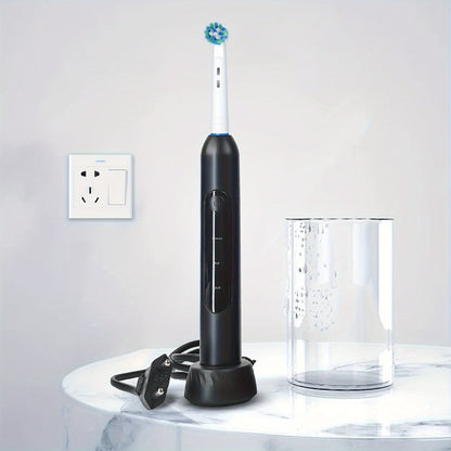 Electric Toothbrush with Eight Round Brush Heads, Three Modes, Induction Charging, IPX7 Rating and Travel Case