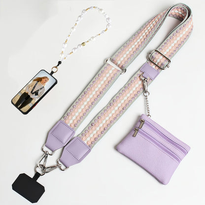Crossbody Phone Strap Wallet Pouch with Beaded Charm Detachable Wrist with the Listed Color, Size or Set Options for Everyday Carry