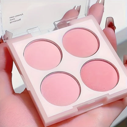 Four-Pan Blush and Face Makeup Palette with Brush Set in Three Exact Numbered Options for Daily Looks