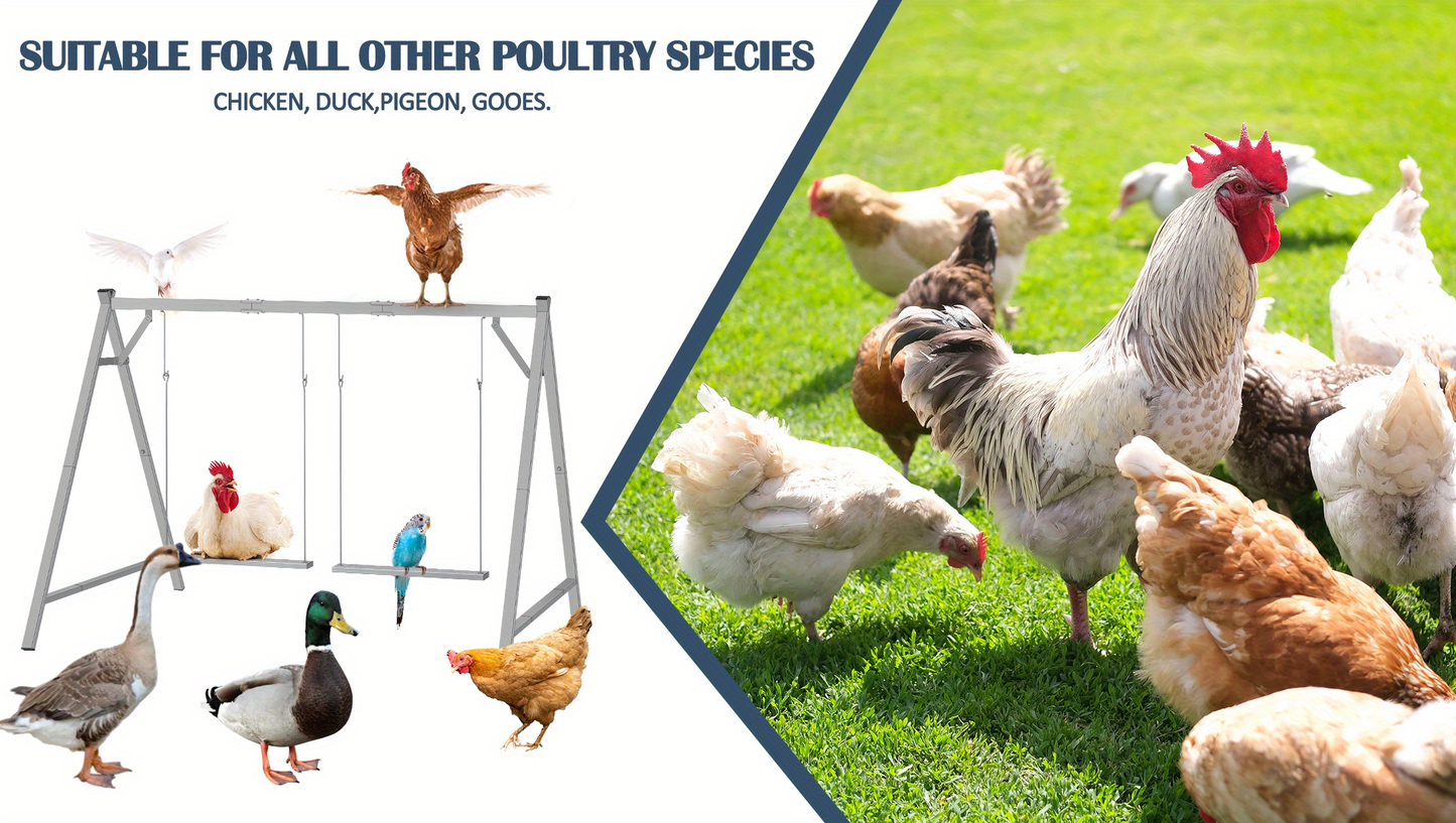 Chicken Swing Coop Toy Metal Perch for Backyard Hens Roosters Parrots Rabbits Promotes Exercise Balance Coordination Weather-Resistant Easy to Install Coop Accessory