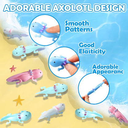 Axolotl Slingshot Fidget Toy 24pcs Bulk Pack, Cute Axolotl Squishy Sensory Finger Puppet Toys for Kids Birthday Party Favors Goodie Bags Decorations, Axolotl Gifts for Children Boys Girls
