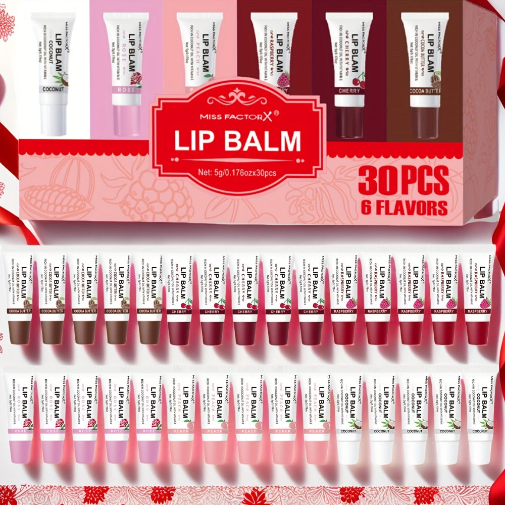 30-Piece Lip Gloss Gift Box Set — 6 Glossy Shades Moisturizing Waterproof Anti-Transfer Liquid Lipstick, High-Shine Long-Lasting Lip Color for Women, Pink Gift Box