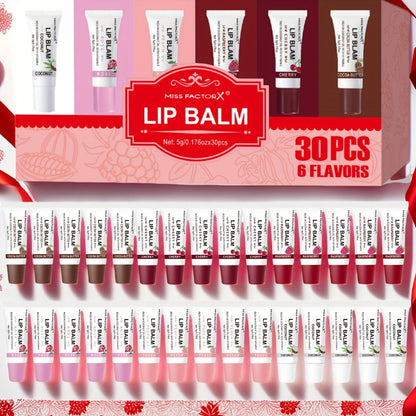 30-Piece Lip Gloss Gift Box Set — 6 Glossy Shades Moisturizing Waterproof Anti-Transfer Liquid Lipstick, High-Shine Long-Lasting Lip Color for Women, Pink Gift Box