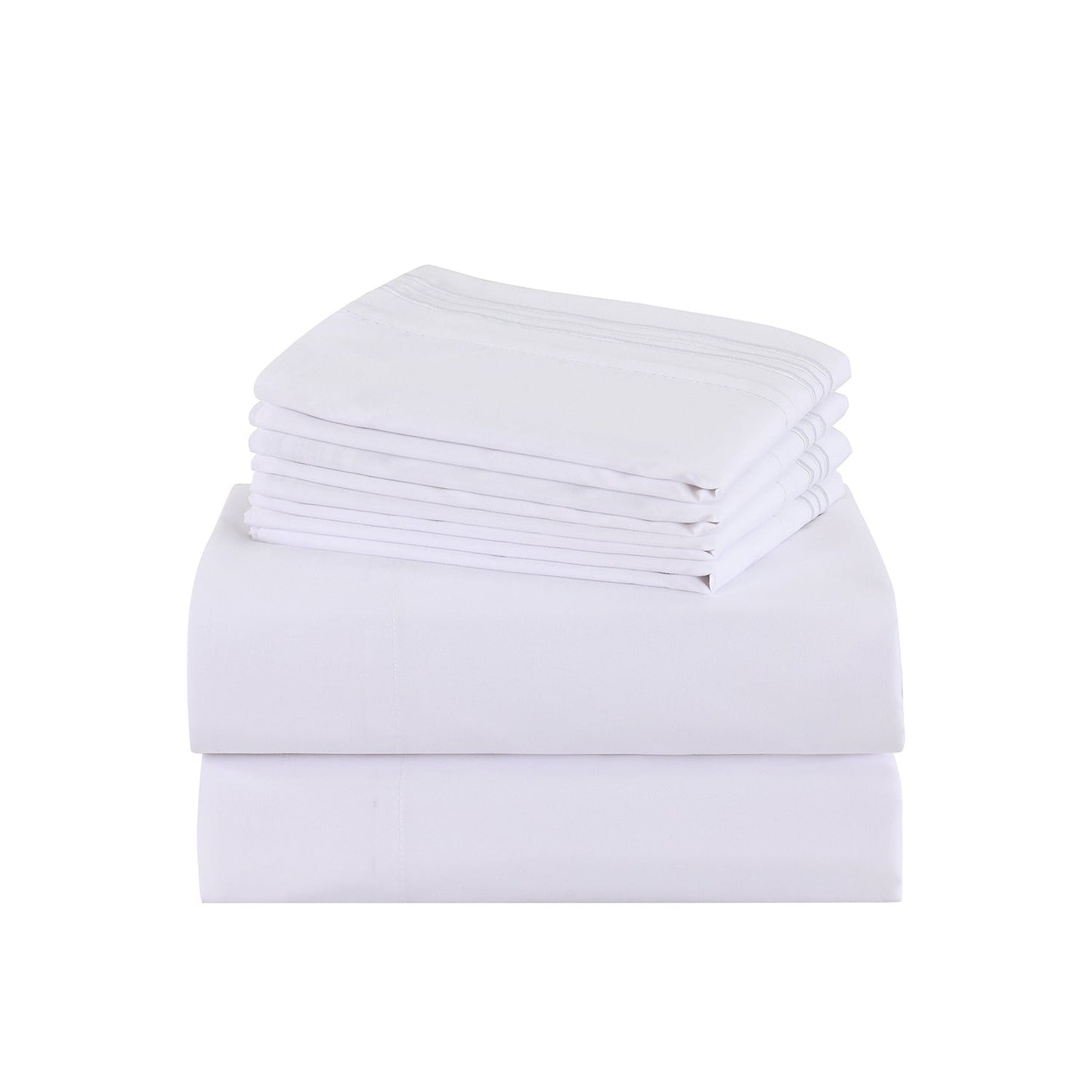Bed Sheet Set 100 GSM Microfiber in 4- or 6-Piece Configuration with Four Sizes and Twelve Solid Colors