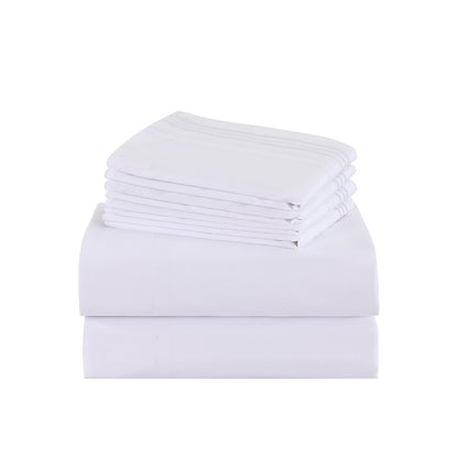 Bed Sheet Set 100 GSM Microfiber in 4- or 6-Piece Configuration with Four Sizes and Twelve Solid Colors