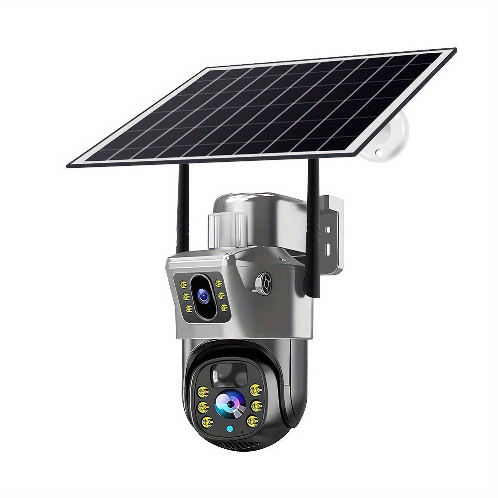 Security Camera Solar Dual-Lens Outdoor PTZ Model with Full-Color Night Vision, Two-Way Audio and TF Storage