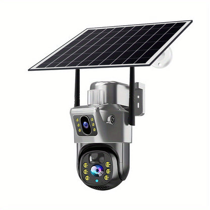 Security Camera Solar Dual-Lens Outdoor PTZ Model with Full-Color Night Vision, Two-Way Audio and TF Storage