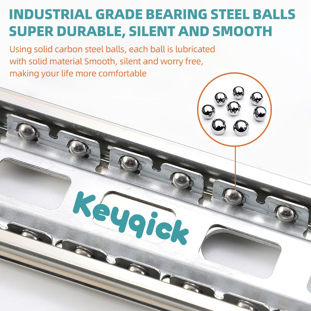 Ball Bearing Drawer Slides Full Extension 2 Pack – Heavy Duty Stainless Steel Cabinet Slides Quiet Smooth Glide Side Mount 10 14 16 Inch for Kitchen Dresser Office Furniture DIY Cabinet