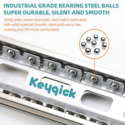 Ball Bearing Drawer Slides Full Extension 2 Pack – Heavy Duty Stainless Steel Cabinet Slides Quiet Smooth Glide Side Mount 10 14 16 Inch for Kitchen Dresser Office Furniture DIY Cabinet