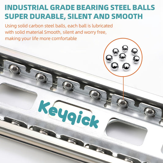 Ball Bearing Drawer Slides Full Extension 2 Pack – Heavy Duty Stainless Steel Cabinet Slides Quiet Smooth Glide Side Mount 10 14 16 Inch for Kitchen Dresser Office Furniture DIY Cabinet
